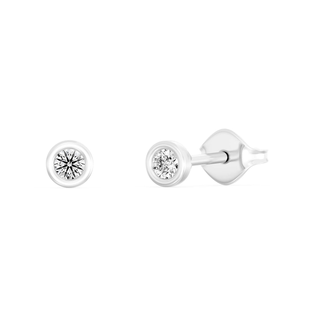 1/10 Carat ROUND SHAPE Cut Lab -Diamond Bazel Set Earring in Gold
