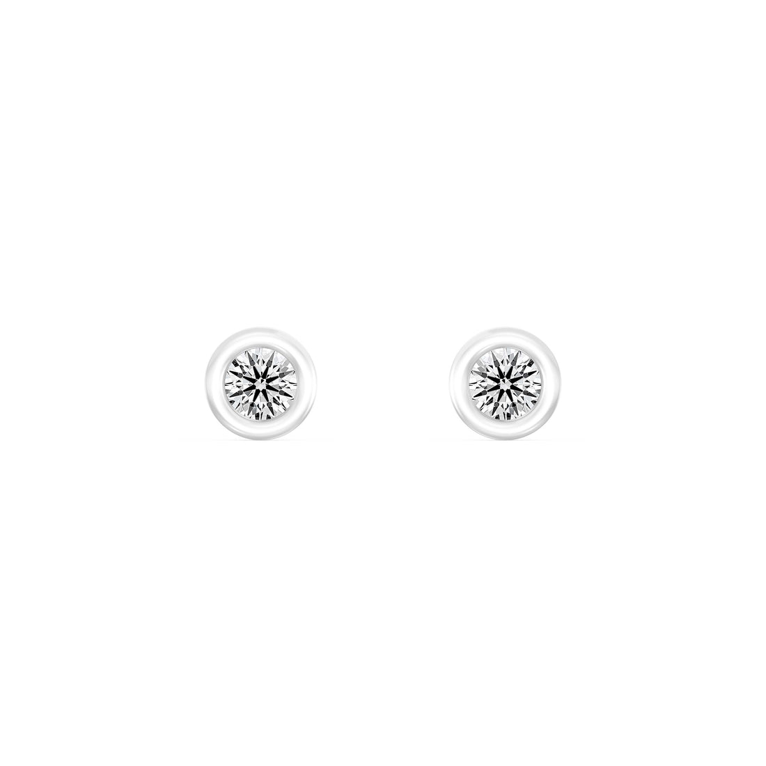 1/10 Carat ROUND SHAPE Cut Lab -Diamond Bazel Set Earring in Gold