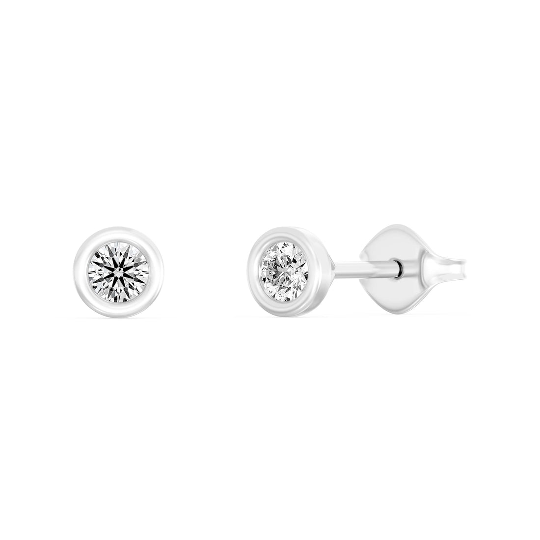 1/5 Carat ROUND SHAPE Cut Lab -Diamond Bazel Set Earring in Gold