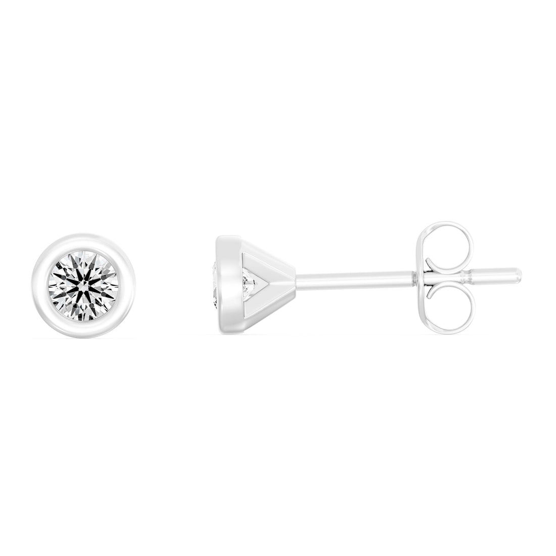 1/3 Carat ROUND SHAPE Cut Lab -Diamond Bazel Set Earring in Gold