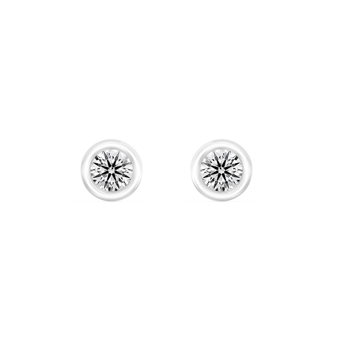 3/8.Carat ROUND SHAPE Cut Lab -Diamond Bazel Set Earring in  Gold