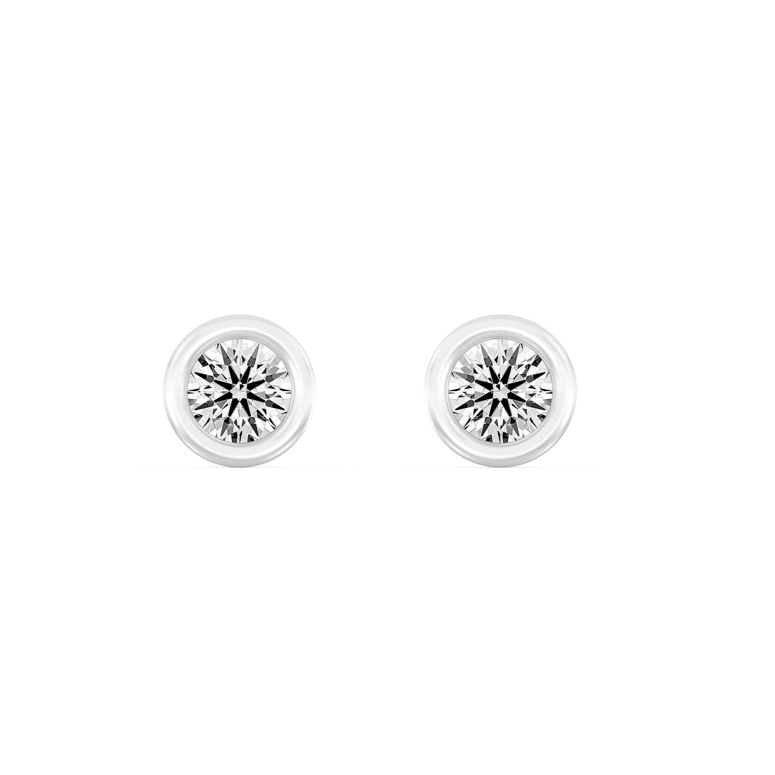 1/2..Carat ROUND SHAPE Cut Lab -Diamond Bazel Set Earring in Gold
