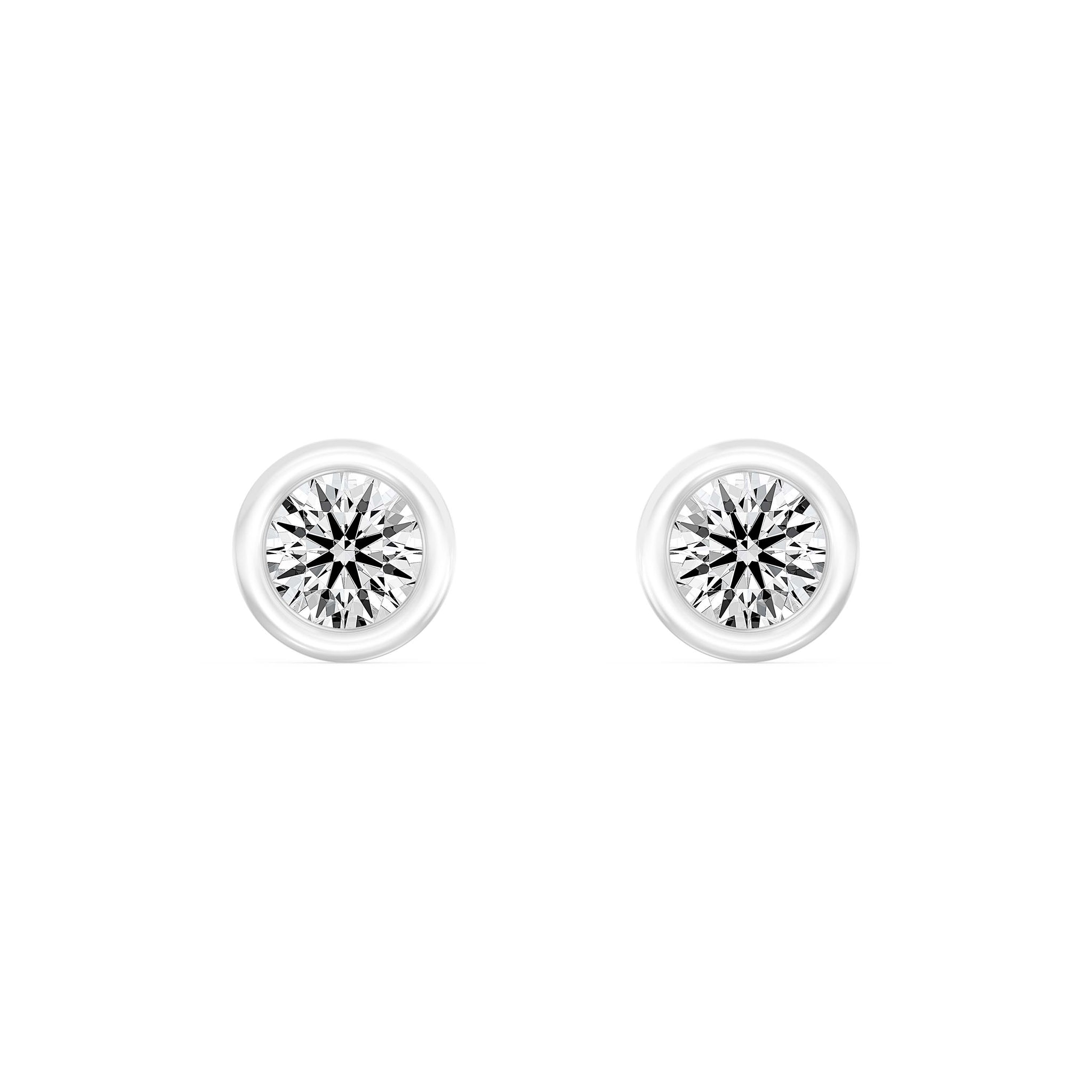 3/4..Carat ROUND SHAPE Cut Lab -Diamond Bazel Set Earring in Gold