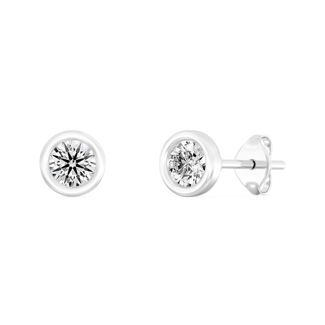 3/4..Carat ROUND SHAPE Cut Lab -Diamond Bazel Set Earring in Gold