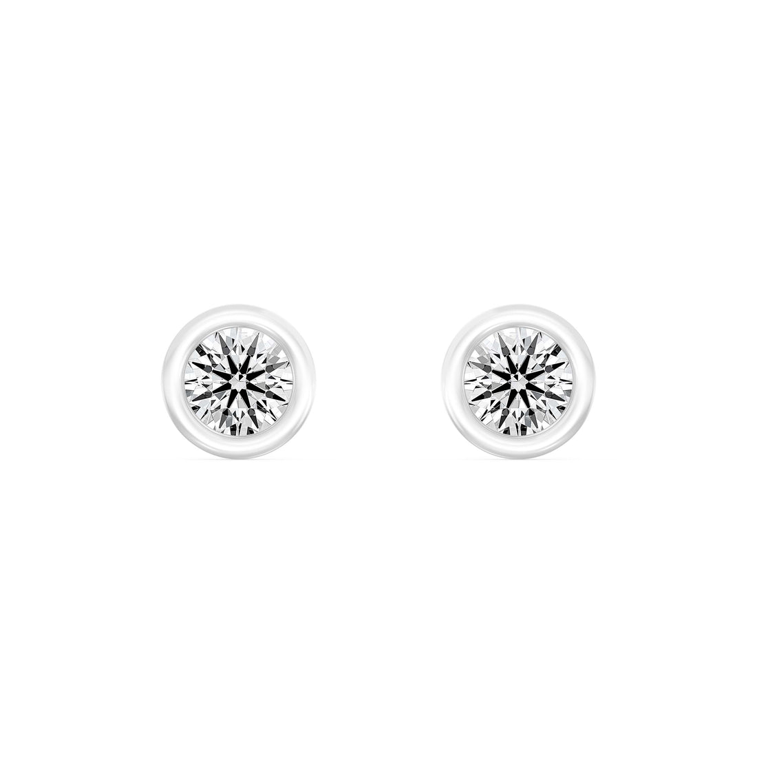 3/4..Carat ROUND SHAPE Cut Lab -Diamond Bazel Set Earring in Gold