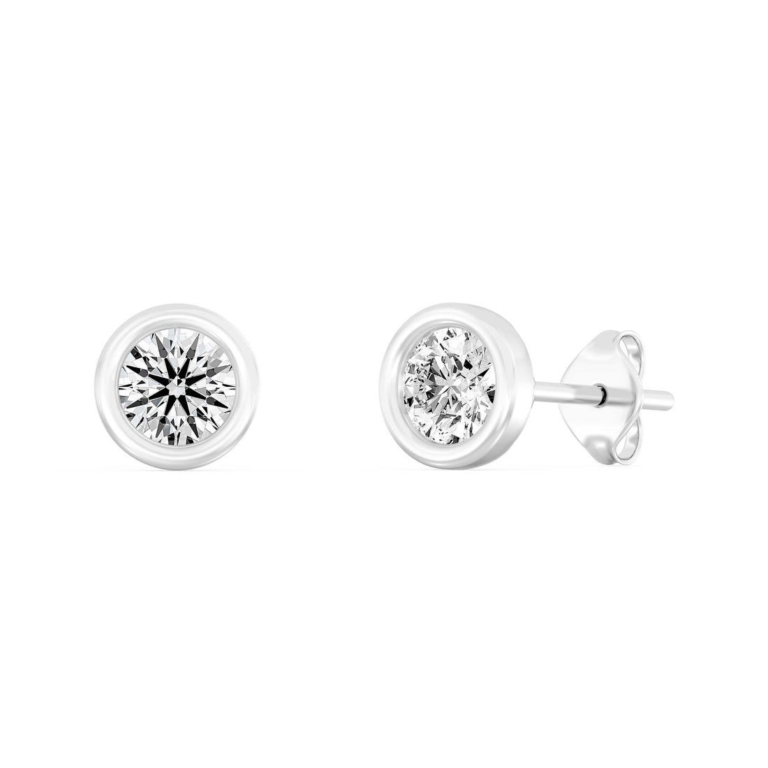 1.00.Carat ROUND SHAPE Cut Lab -Diamond Bazel Set Earring in 10kt Gold