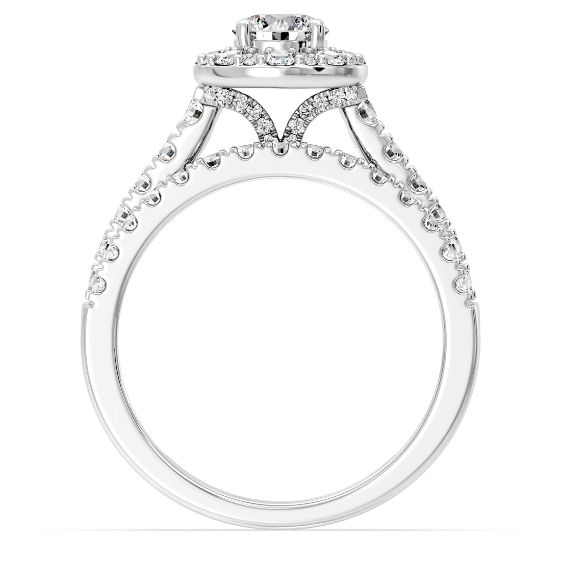 Classic Halo Engagement Ring & Wedding Band Set