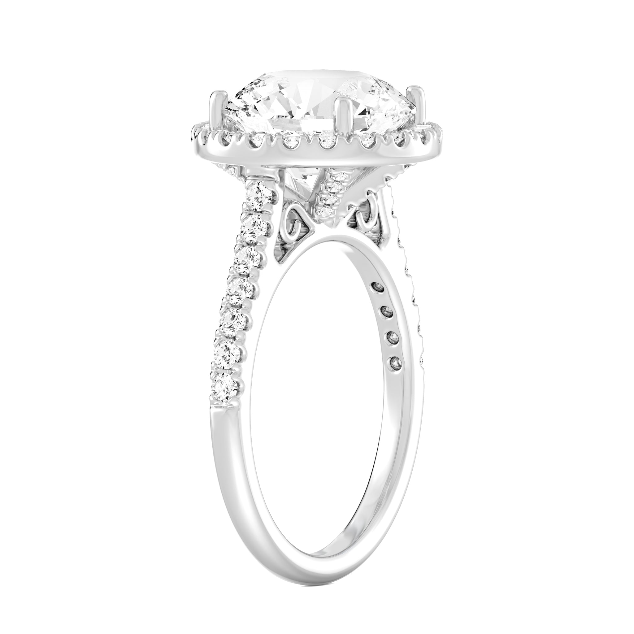 Elegant Round Halo Engagement Ring with Tight Halo Design