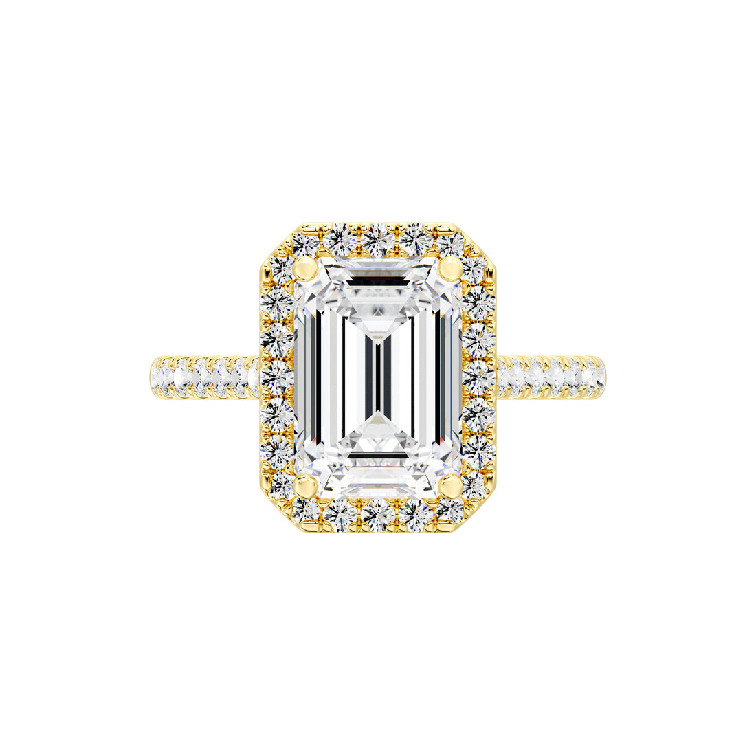 Elegant Emerald Halo Engagement Ring with Tight Halo Design