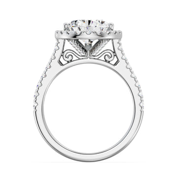 5.5/8 CTW Elegant Pear Halo Engagement Ring with Tight Halo Design