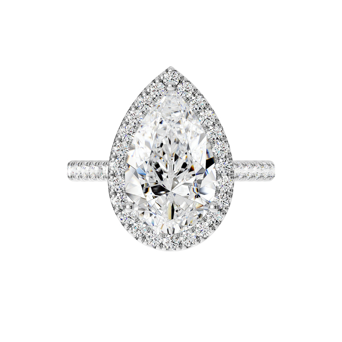 5.5/8 CTW Elegant Pear Halo Engagement Ring with Tight Halo Design
