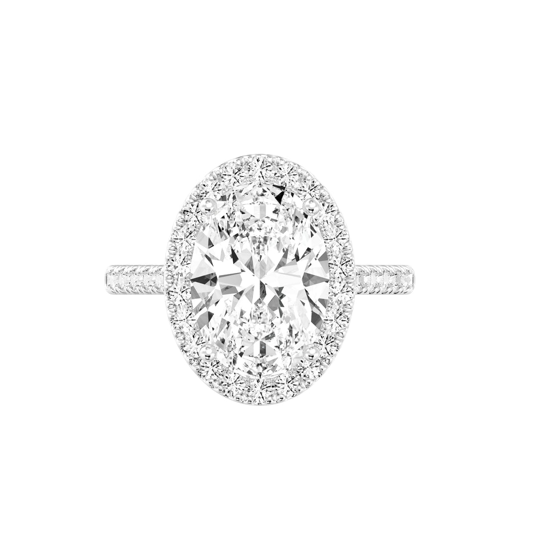 5.5/8 CTW.Elegant Oval Halo Engagement Ring with Tight Halo Design
