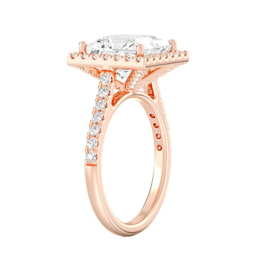 Elegant Princess Halo Engagement Ring with Tight Halo Design