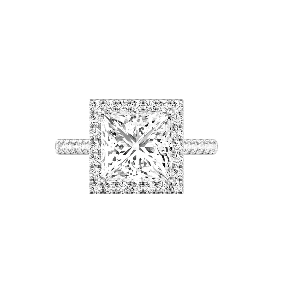 5.5/8 CTW Elegant Princess Halo Engagement Ring with Tight Halo Design