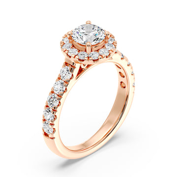 Round Cut Halo Bridal Ring with Elegant Classic Shank