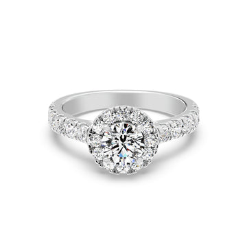 2.00 CTW Round Cut Halo Bridal Ring with Elegant Classic Shank