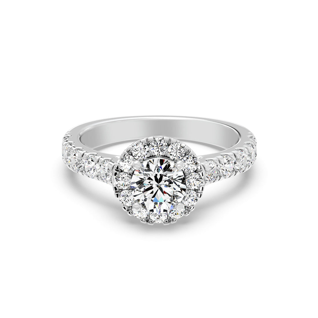 2.00 CTW Round Cut Halo Bridal Ring with Elegant Classic Shank