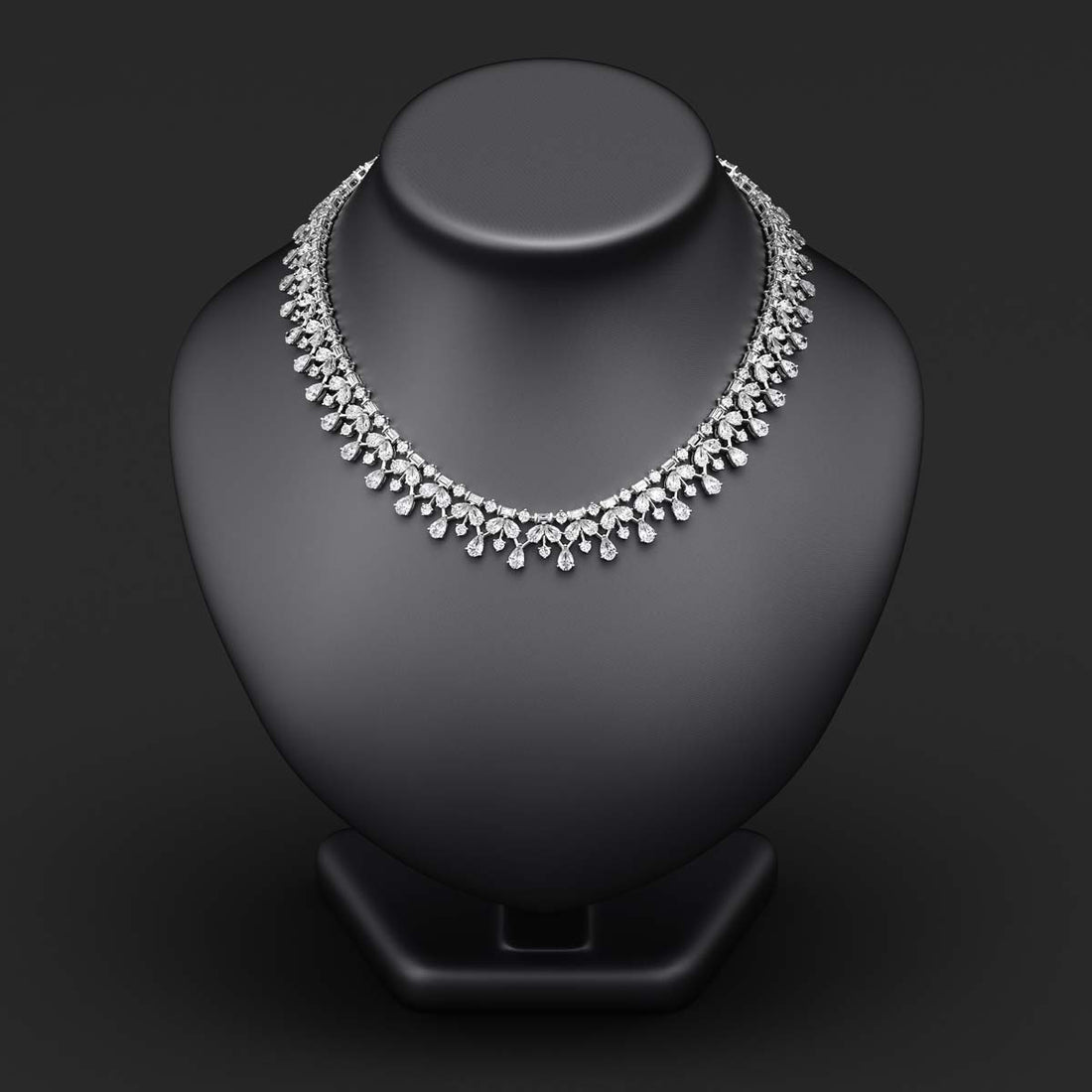 Exquisite 34.00 CTW VVS Diamond Lace Necklace in 18K Gold