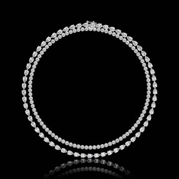 Elegant Two-Row Diamond Necklace  24.75 CTW VVS Diamonds in 18