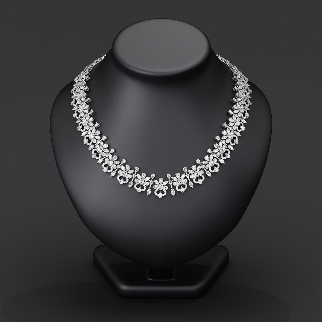 LAB GROWN DIAMOND  LACE NECKLACE IN 18KT GOLD (51.40  CTTW )