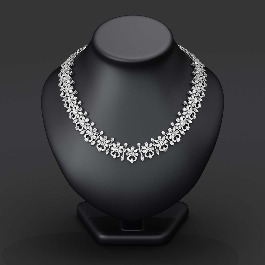 Vintage-Inspired Classic Forever Necklace 51.50 CTW Lab-Grown VVS Diamonds in 18KT Gold, Handcrafted with 289 Individually Set Stones