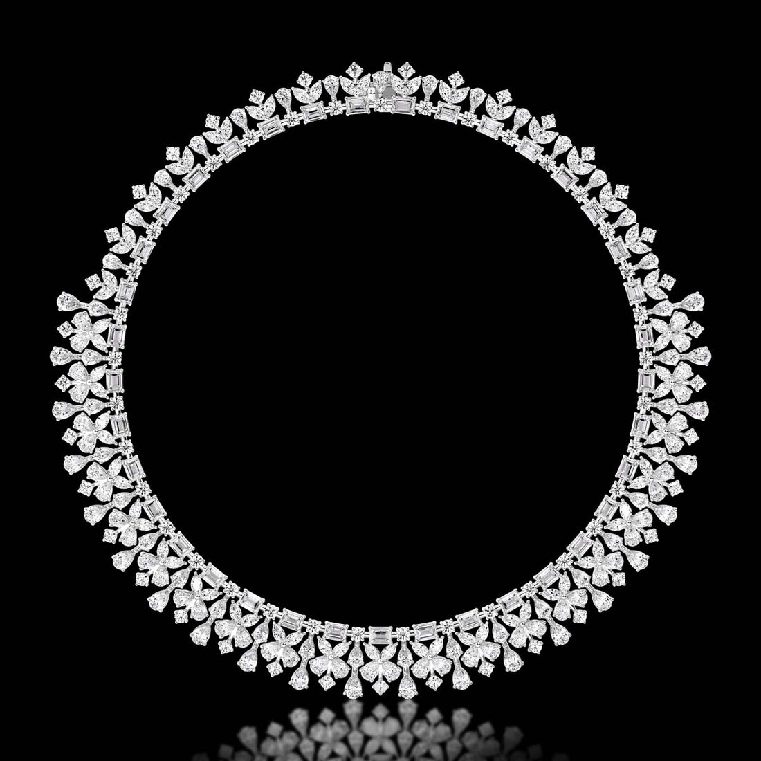 Vintage-Inspired Classic Forever Necklace 51.50 CTW Lab-Grown VVS Diamonds in 18KT Gold, Handcrafted with 289 Individually Set Stones
