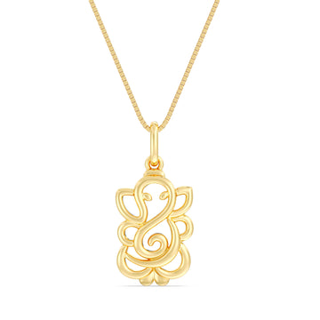 10kt Gold Ganesha Pendant with Box Chain