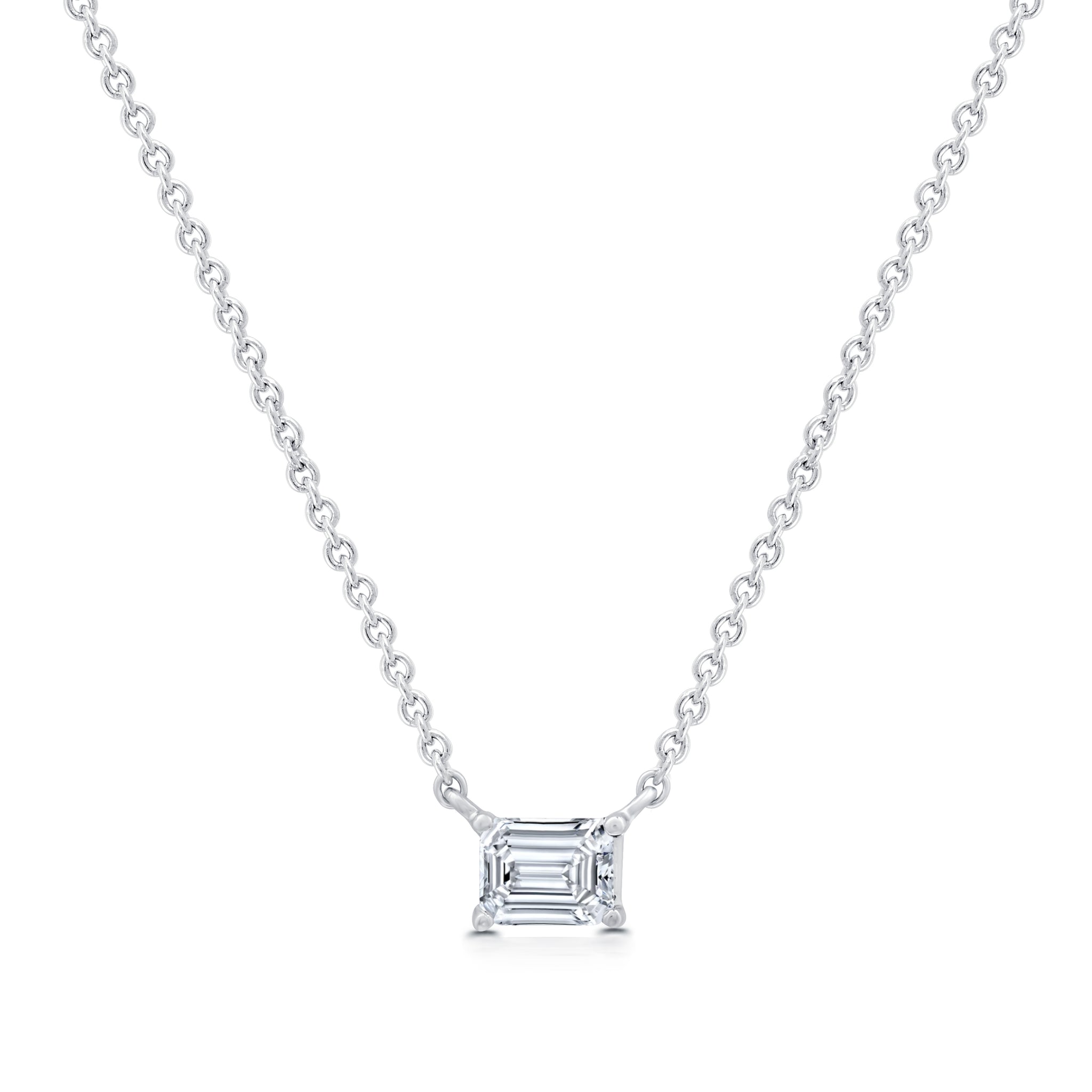1.00 CTW Lab-Grown Emerald-Shaped Diamond Solitaire Pendant"