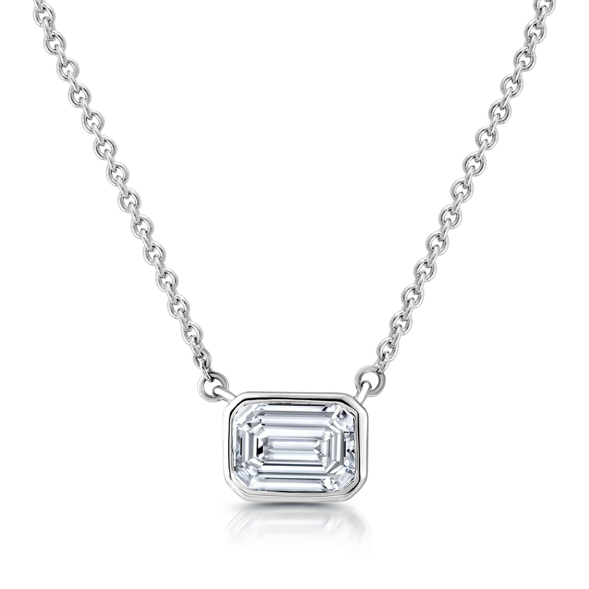 1.00 CTW Lab-Grown Emerald-Shaped Diamond Solitaire Pendant"