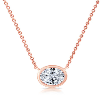 "1/2 CTW Lab-Grown Oval-Shaped Diamond Solitaire Pendant"