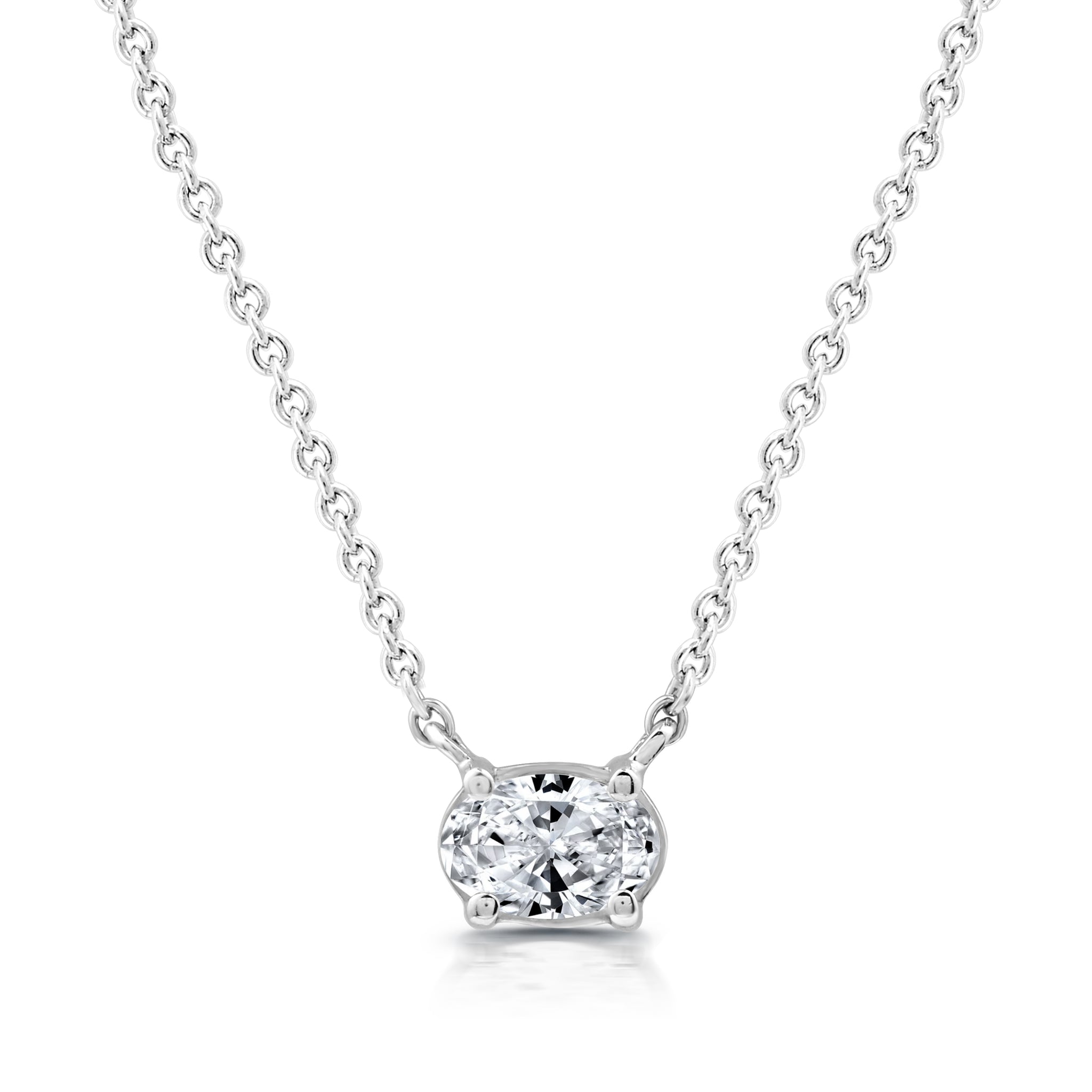 "1/2 CTW Lab-Grown Oval-Shaped Diamond Solitaire Pendant"