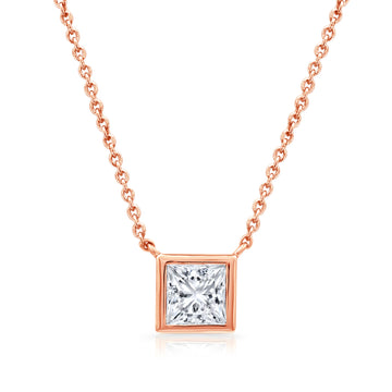 1.00 CTW Lab-Grown PRINCESS -Shaped Diamond Solitaire Pendant"