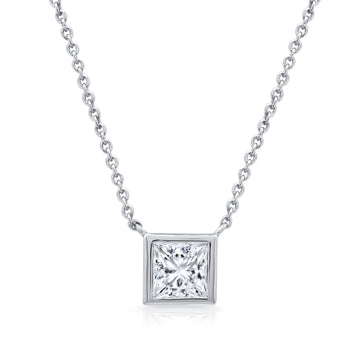1.00 CTW Lab-Grown PRINCESS -Shaped Diamond Solitaire Pendant"