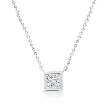 1/2. CTW Lab-Grown PRINCESS - Shaped Diamond Solitaire Pendant