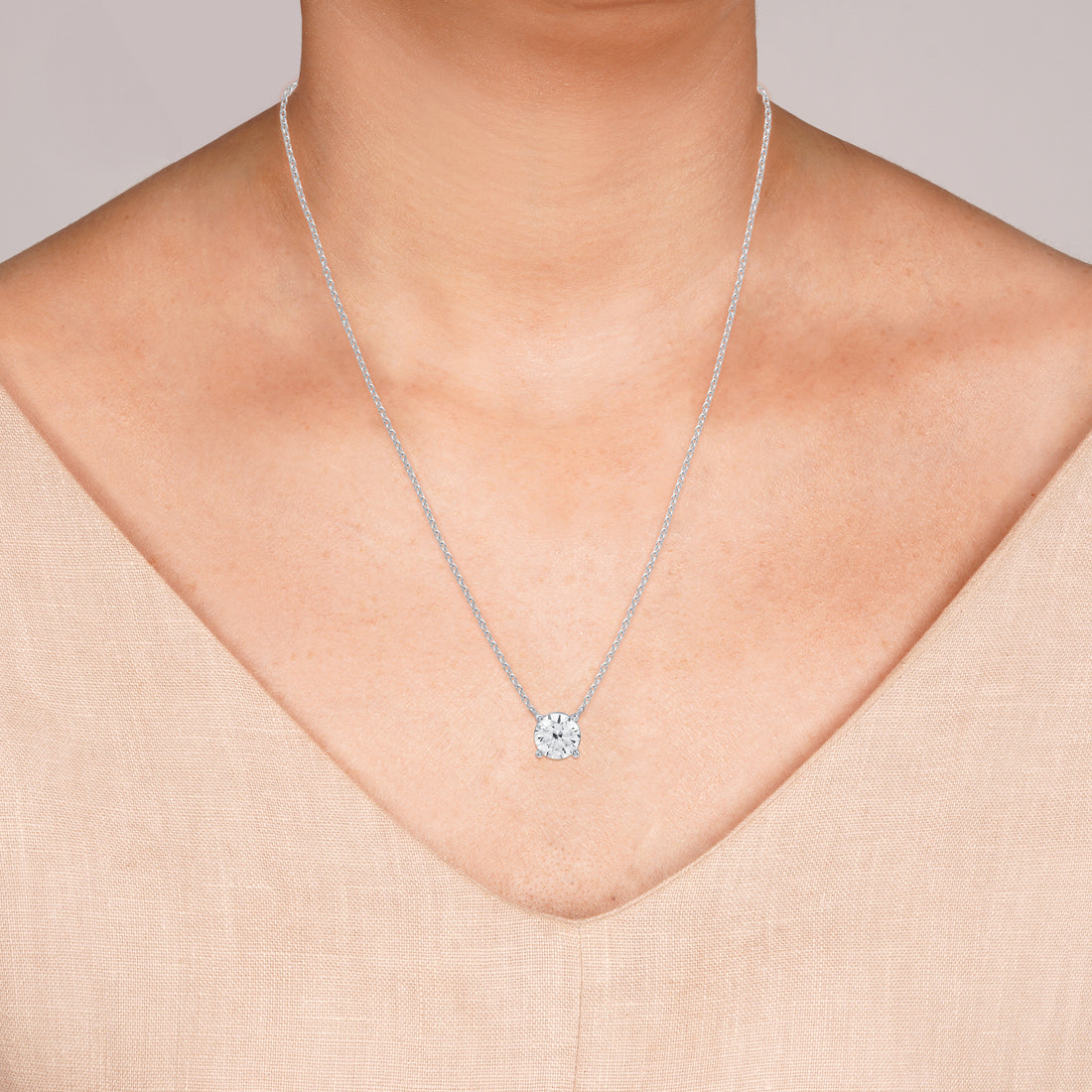 1.00 CTW Lab-Grown Round Diamond Solitaire Pendant"