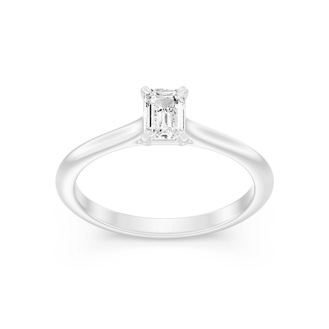 1/2.Carat EMARALD SHAPE Lab -Diamond PRONG Set Solitaire ring in Gold