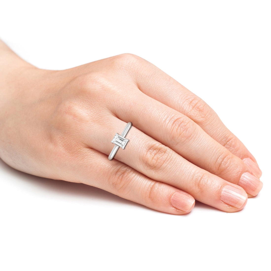 1.00.Carat EMARALD SHAPE Lab -Diamond PRONG Set Solitaire ring in Gold