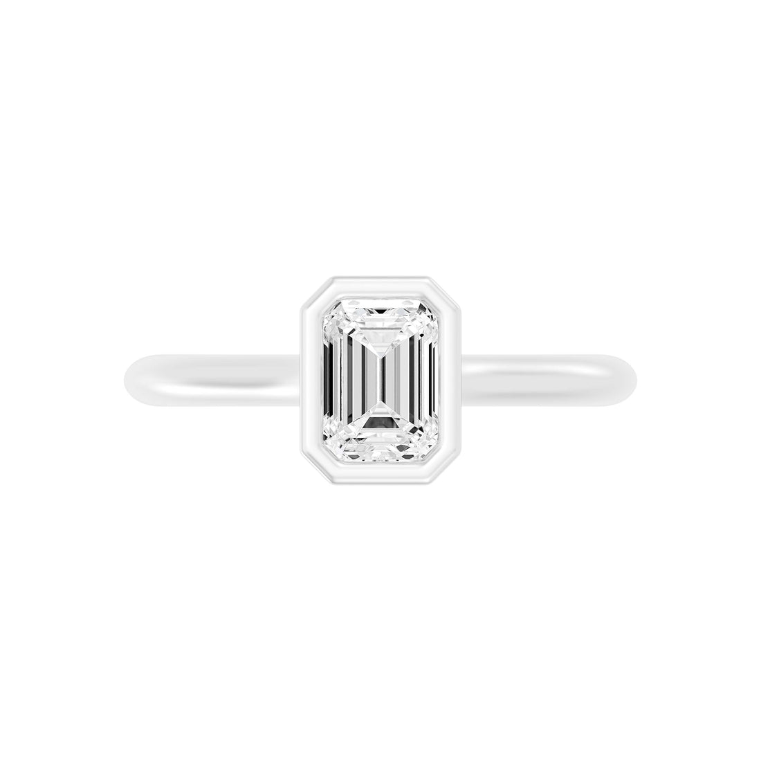 1.00.Carat EMARALD SHAPE Lab -Diamond BEZEL Set Solitaire ring in Gold