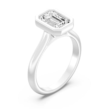 2.00 Carat EMARALD SHAPE Lab -Diamond BEZEL Set Solitaire ring in Gold