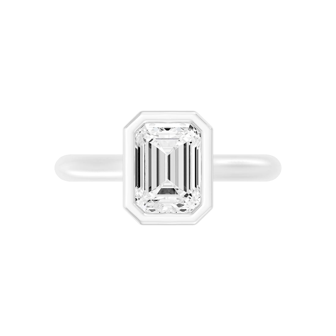 2.00 Carat EMARALD SHAPE Lab -Diamond BEZEL Set Solitaire ring in Gold