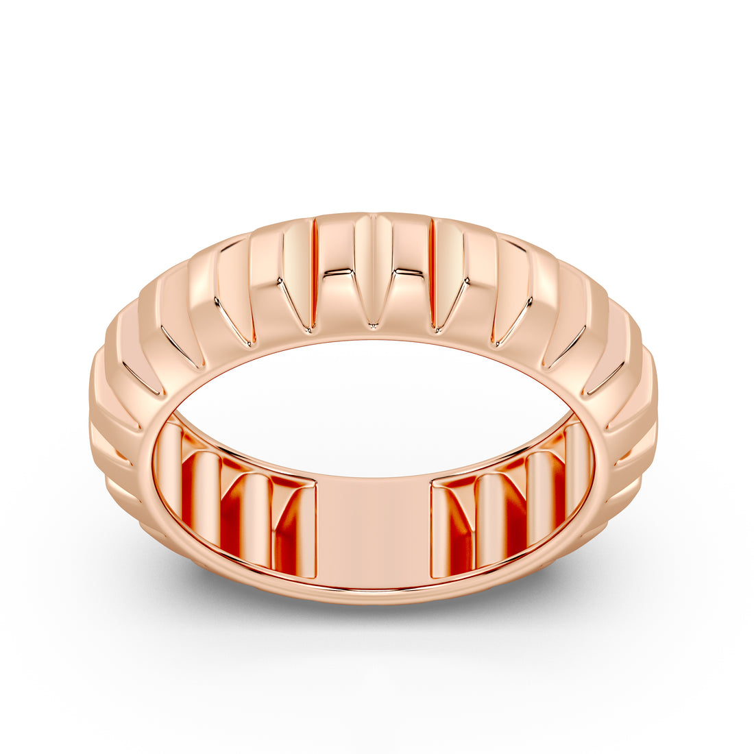 Italian-Inspired Plain Gold Pyramid Rings with High Mirror Finish