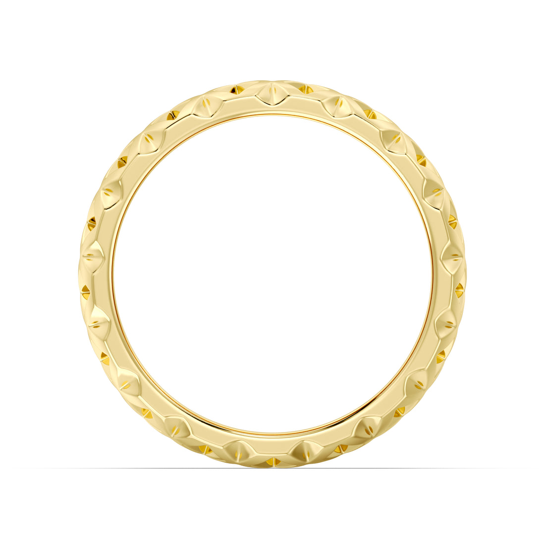 Italian-Inspired Plain Gold Pyramid Rings with High Mirror Finish
