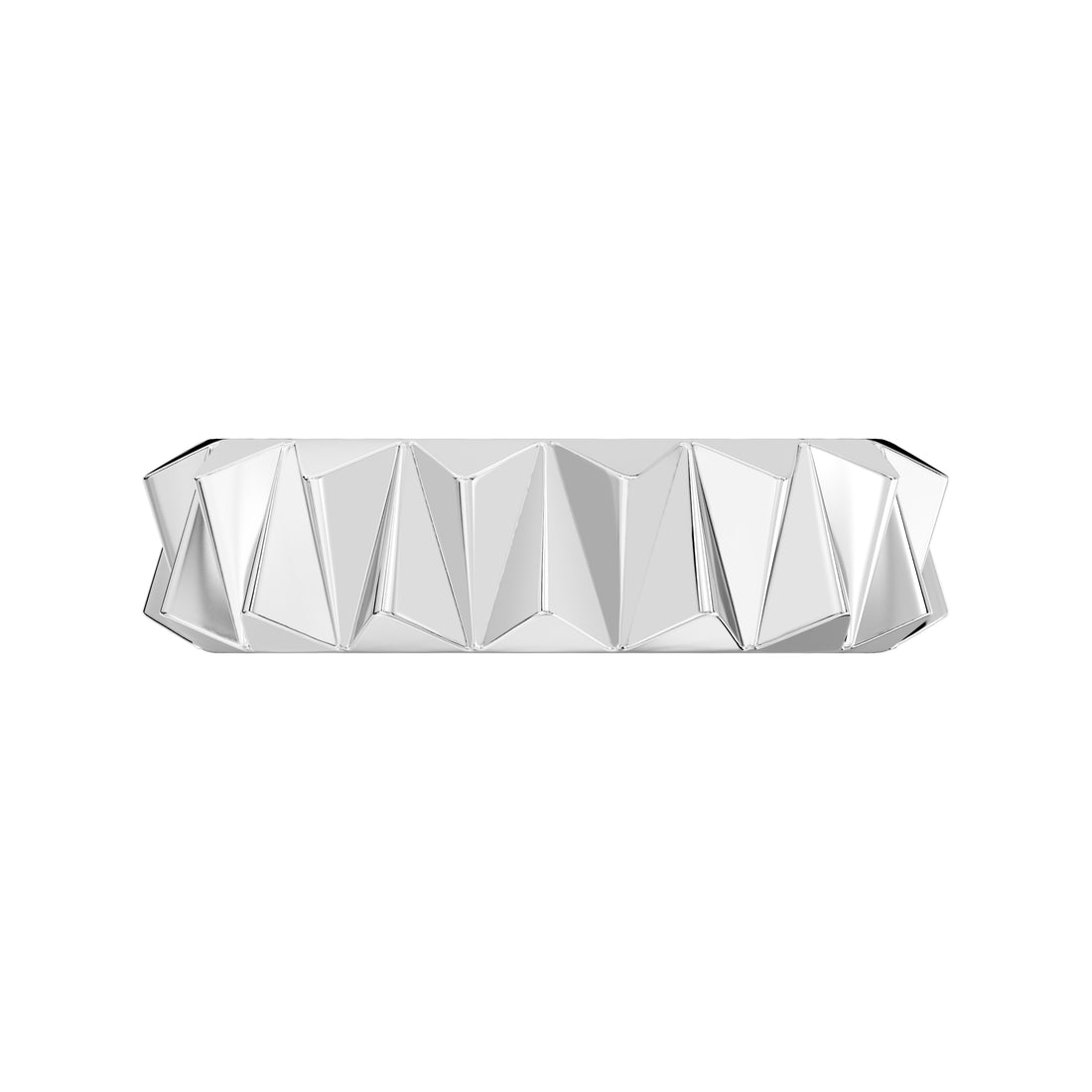Italian-Inspired Plain Gold 3D Geometric Bands with Mirror Finish Polish