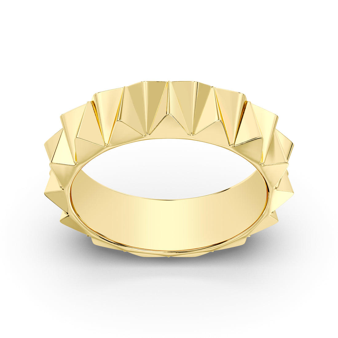 Italian-Inspired Plain Gold 3D Geometric Bands with Mirror Finish Polish