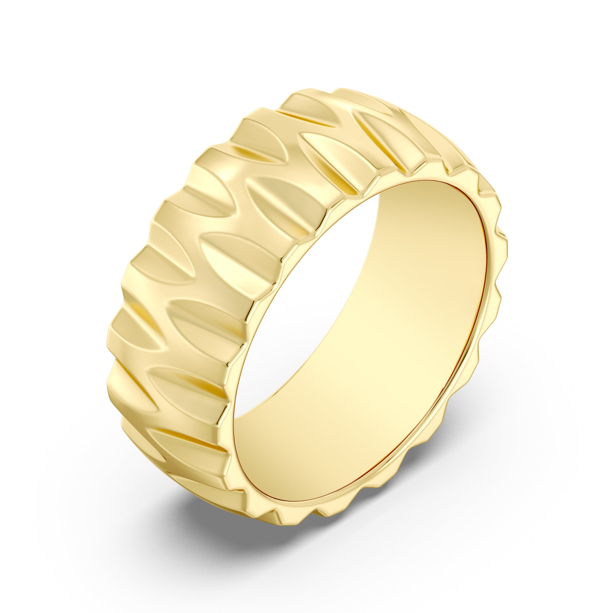 Italian-Inspired Plain Gold Bands with Beaver Bird Nest Design and Mirror Finish Polish