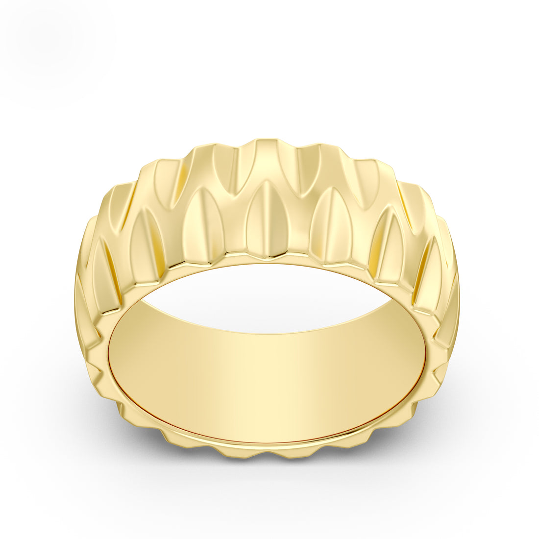 Italian-Inspired Plain Gold Bands with Beaver Bird Nest Design and Mirror Finish Polish