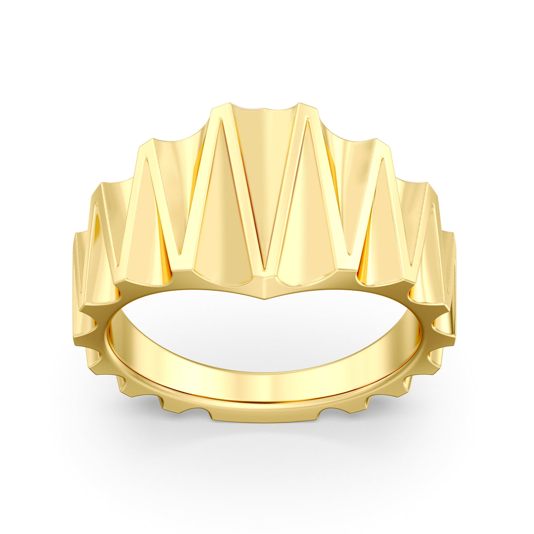 Italian-Inspired Plain Gold Tapered Wave Bands with Mirror Finish Polish
