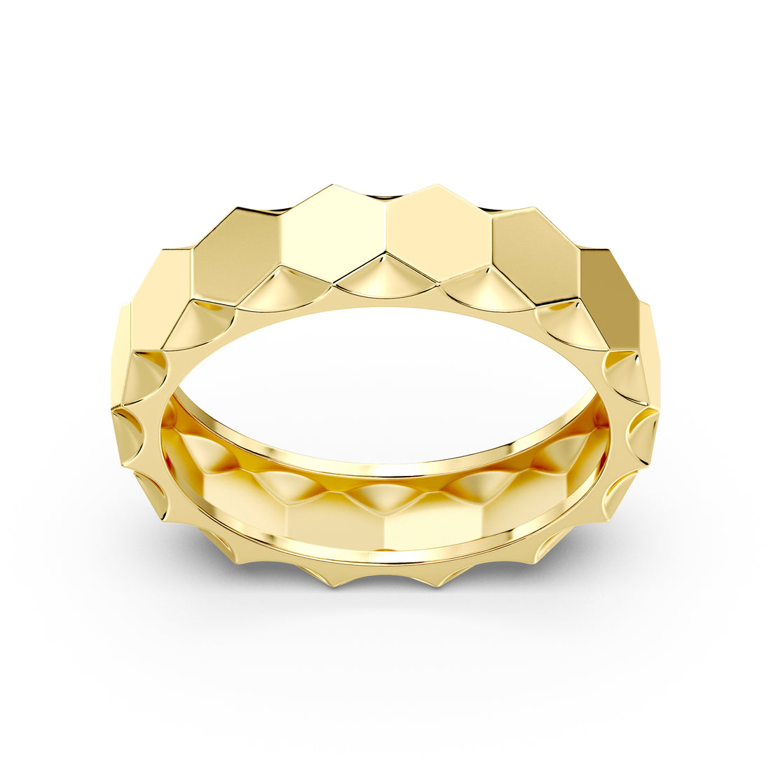 Italian-Inspired Plain Gold Octagon-shaped Bands with Mirror Finish Polish