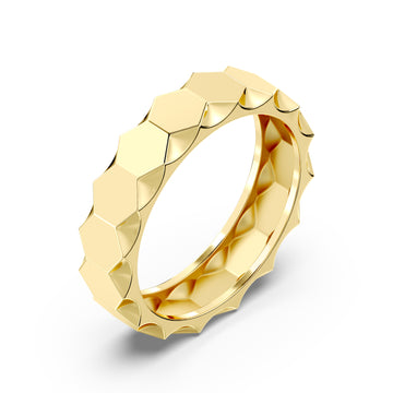 Italian-Inspired Plain Gold Octagon-shaped Bands with Mirror Finish Polish