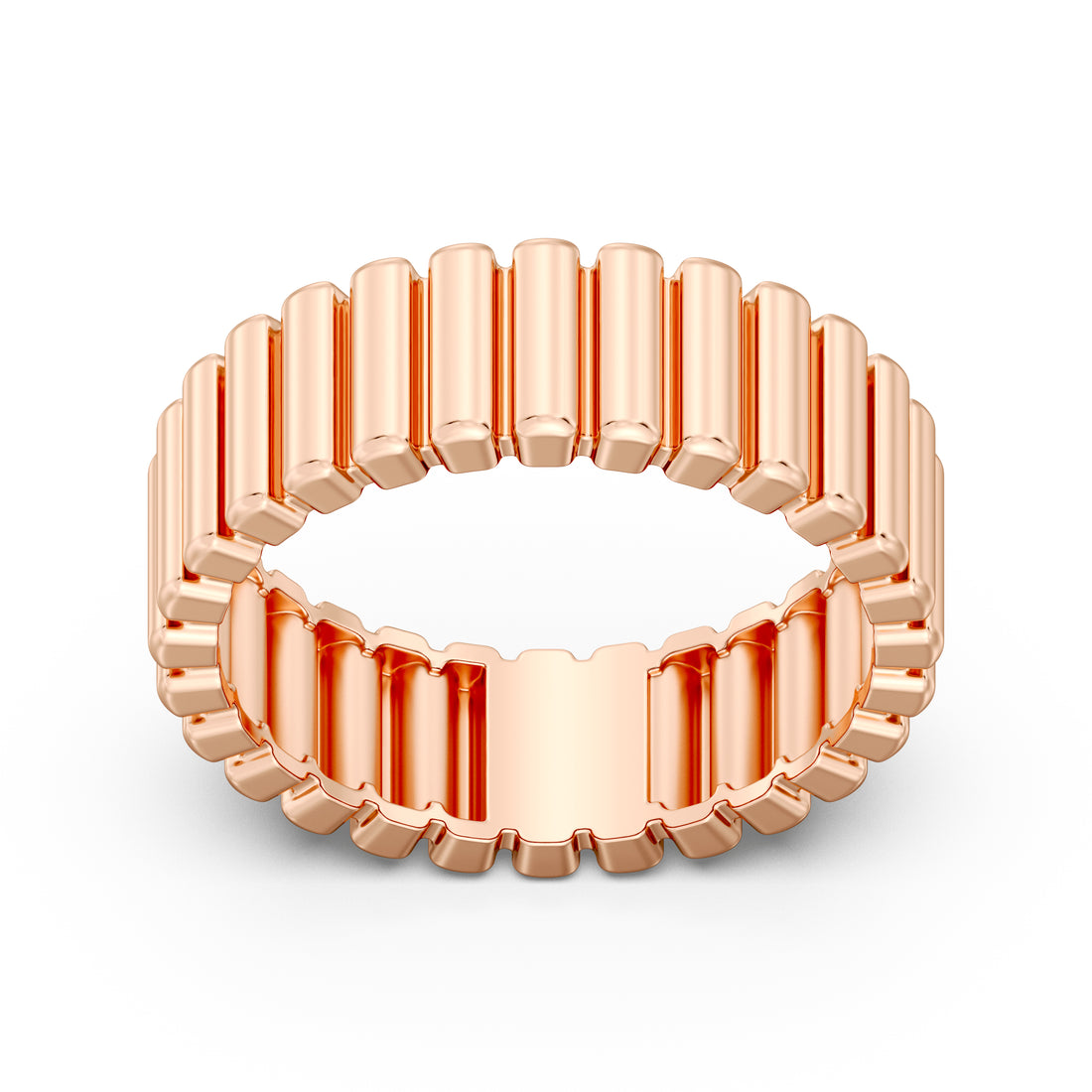 Italian-Inspired Plain Gold Bands with Pillar-Bar Pattern and Mirror Finish Polish